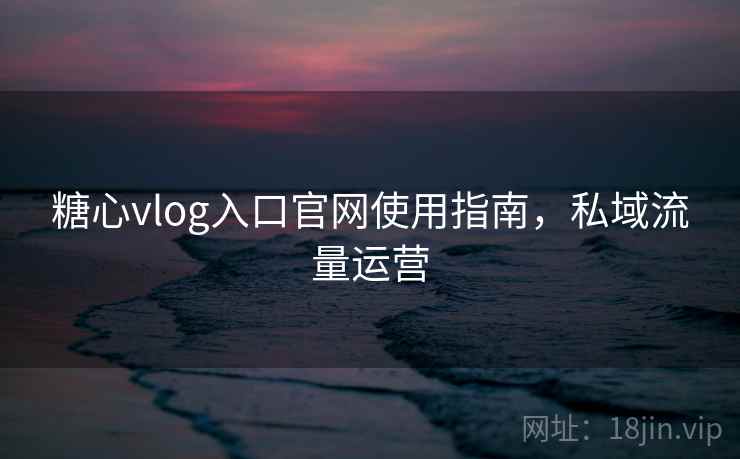 糖心vlog入口官网使用指南，私域流量运营